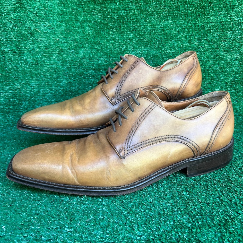Certo Mens Tan Leather Derby Dress Shoes Made in Italy 3580 Size 43.5